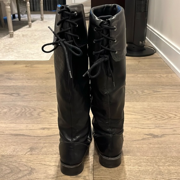 Vince Camuto black leather knee boots with fold over. Size 8 - Picture 2 of 2